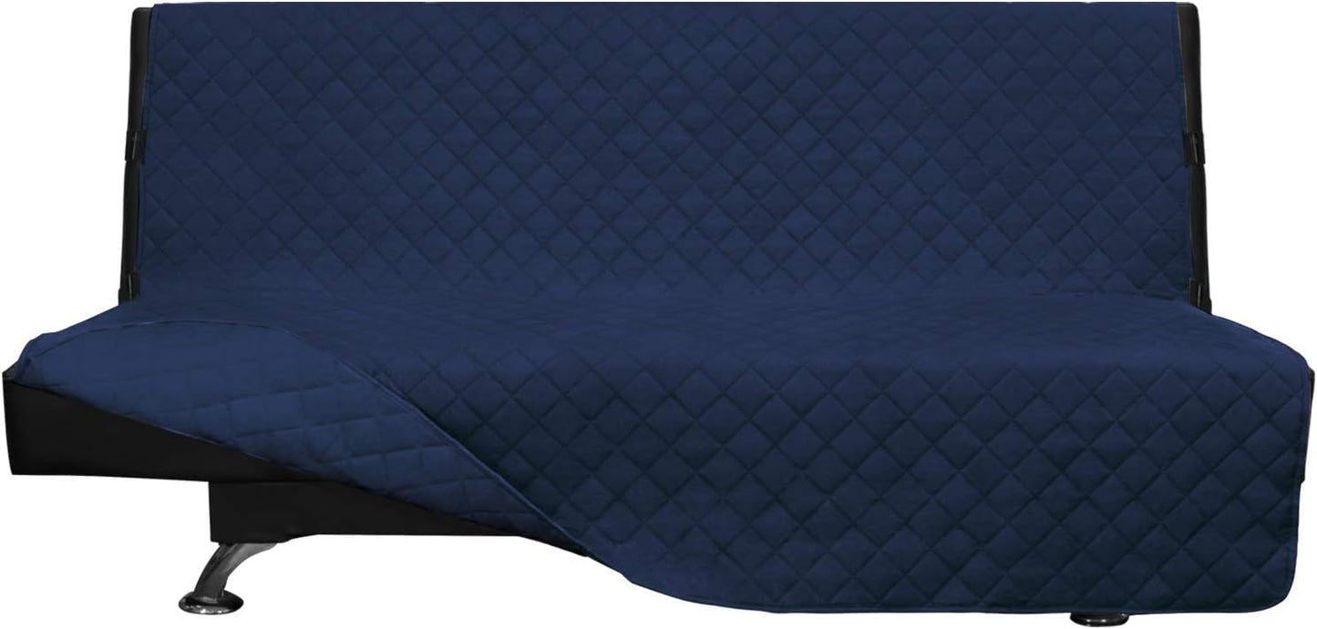Easy-Going Futon Sofa Slipcover - Reversible Armless Couch Cover - Water Resistant for Pets & Kids (Navy/Navy)