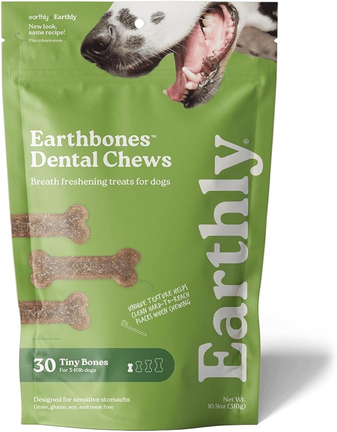 Earthbones Dental Chews for Dogs 3-10lbs, 30 Bones