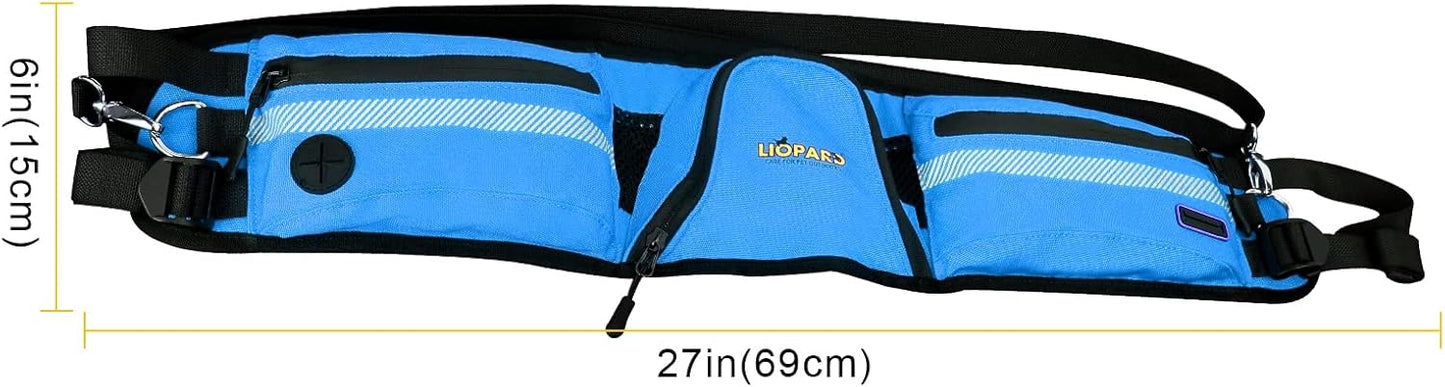 LIOPARD Dog Large Treat Bags Training Pouch Hands Free Waist Belt Puppy Small Waterproof Fanny Pack Pet Accessories Waste Bags with Dispenser for Travel Running Walking Hiking Agility (Blue)