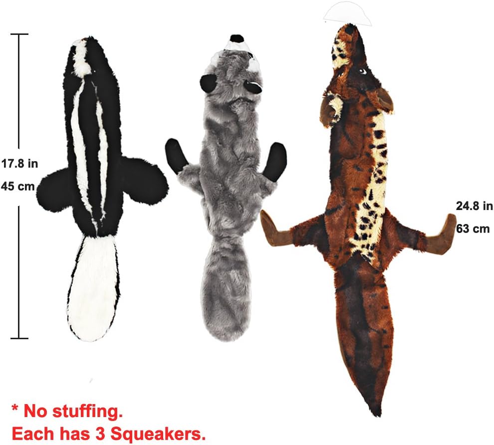 Jalousie 5 Pack Dog Squeaky Toys Three no Stuffing Toy and Two Plush with Stuffing for Small Medium Large Dog Pets (5 Pack)