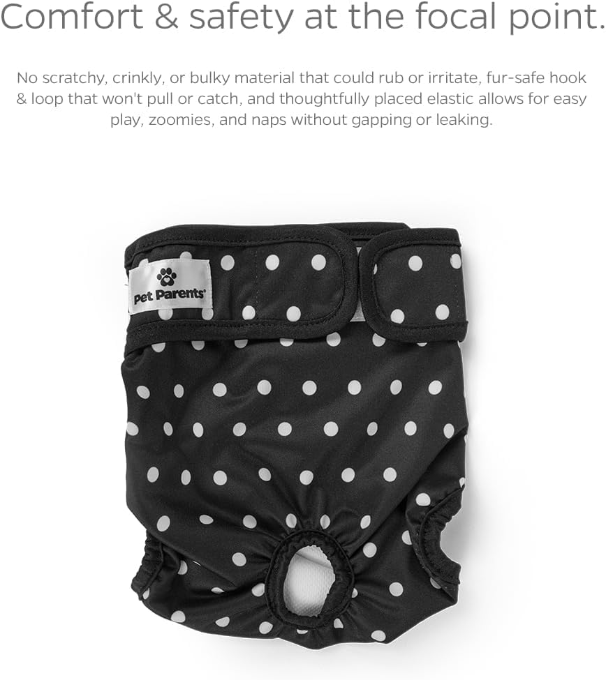 Pet Parents® Washable Dog Diapers (3pack) + Extendrs® of Durable Doggie Diapers, Premium Dog Diapers Female (X-Small, Luxe)