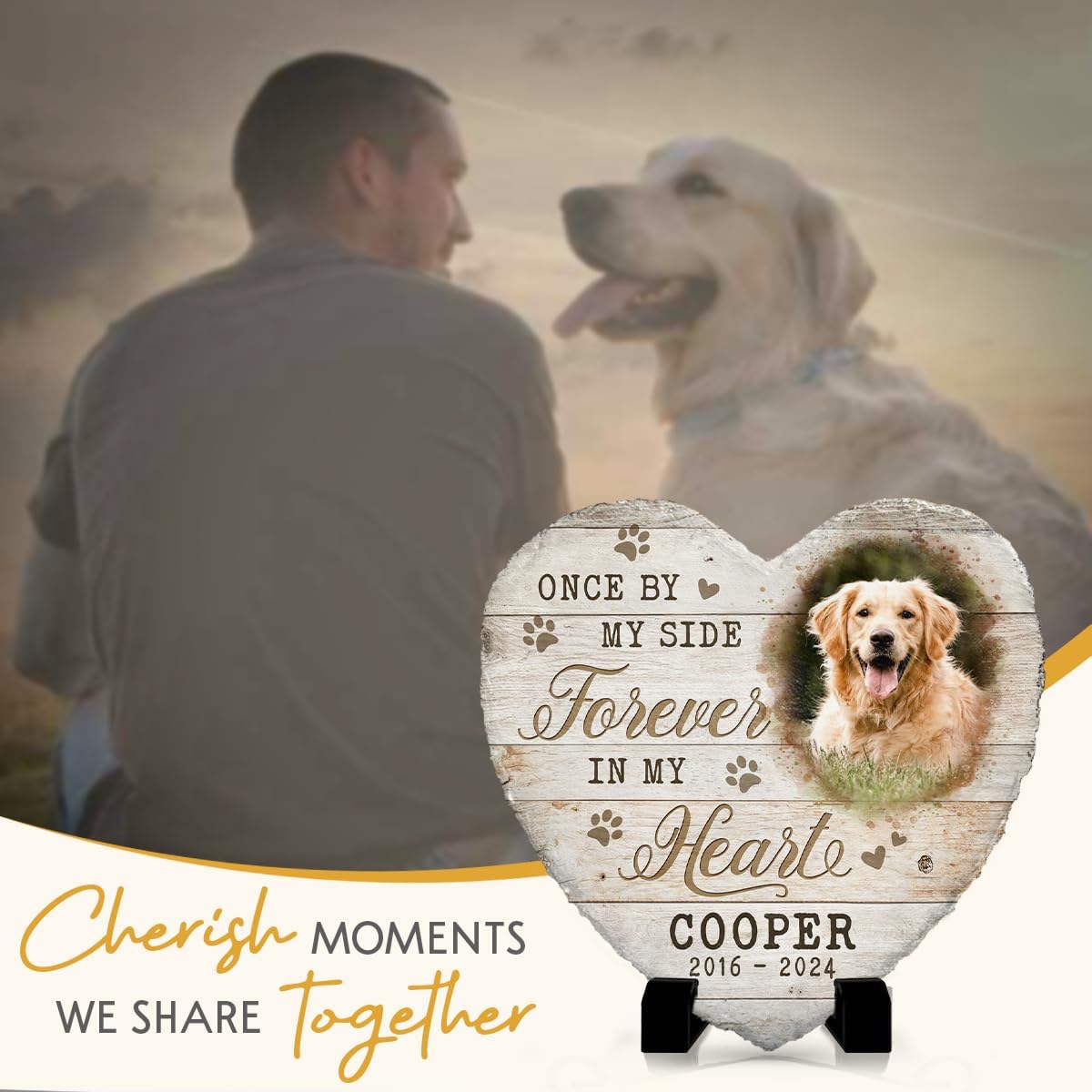 Personalized Pet Memorial Stones for Dogs - Heart Headstones Gifts for Dog Loss - Select Meaningful Quote - Sympathy Gifts to Honor Your Loved One