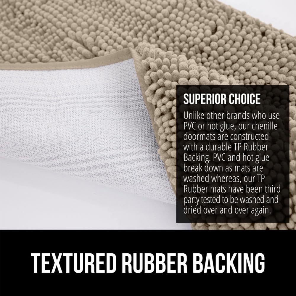 GORILLA GRIP Dog Doormat, Absorbent Doormats for Muddy Dogs Paws, Machine Washable Soakstopper Rugs, Cleaner Floors, US Designed Pet Bed Door Mat, Indoor Entrance Pets Rug, Mats 24x16 Beige