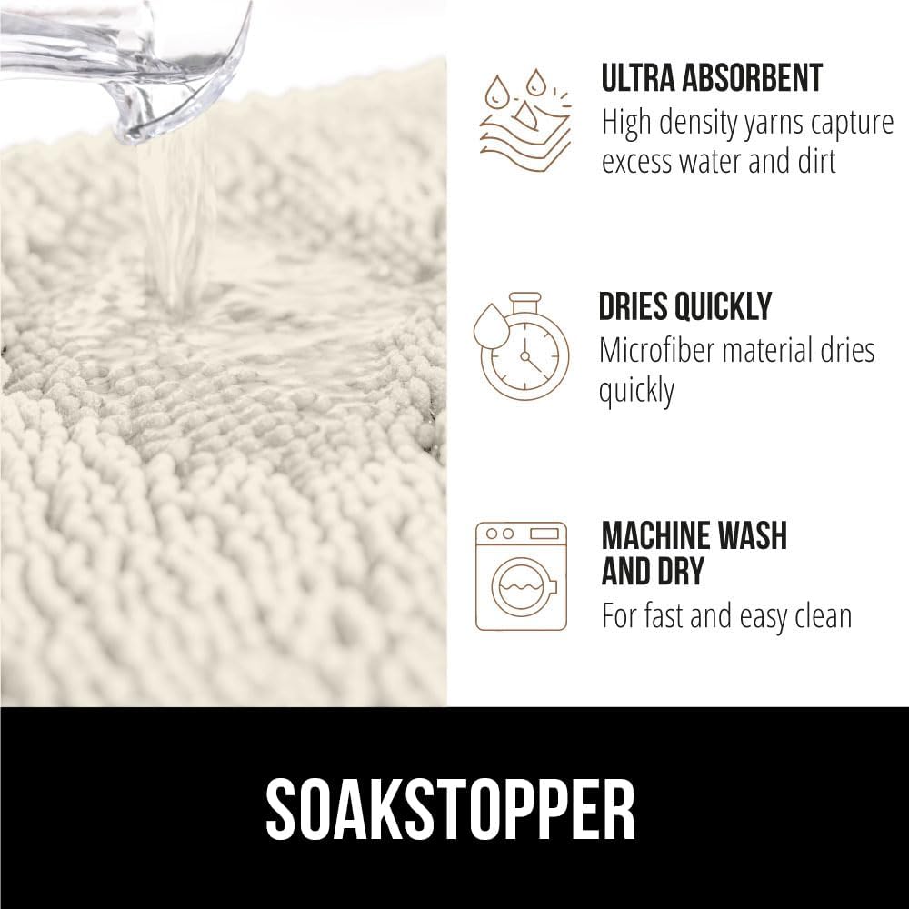 GORILLA GRIP Dog Doormat, Absorbent Doormats for Muddy Dogs Paws, 48x30 Machine Washable Soakstopper Rugs, Cleaner Floors, US Designed Pet Bed Door Mat, Indoor Entrance Pets Rug, Cream