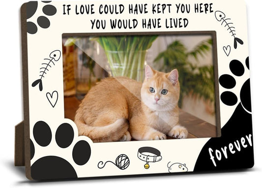 Cat Memorial Photo Frames Dog and Cat Loss Remembrance Gift Sympathy Keepsake for Pet Lovers Condolence Present for Pet Owner If love Could Have Kept You Here Picture Frames 4x6 Photo - YY012