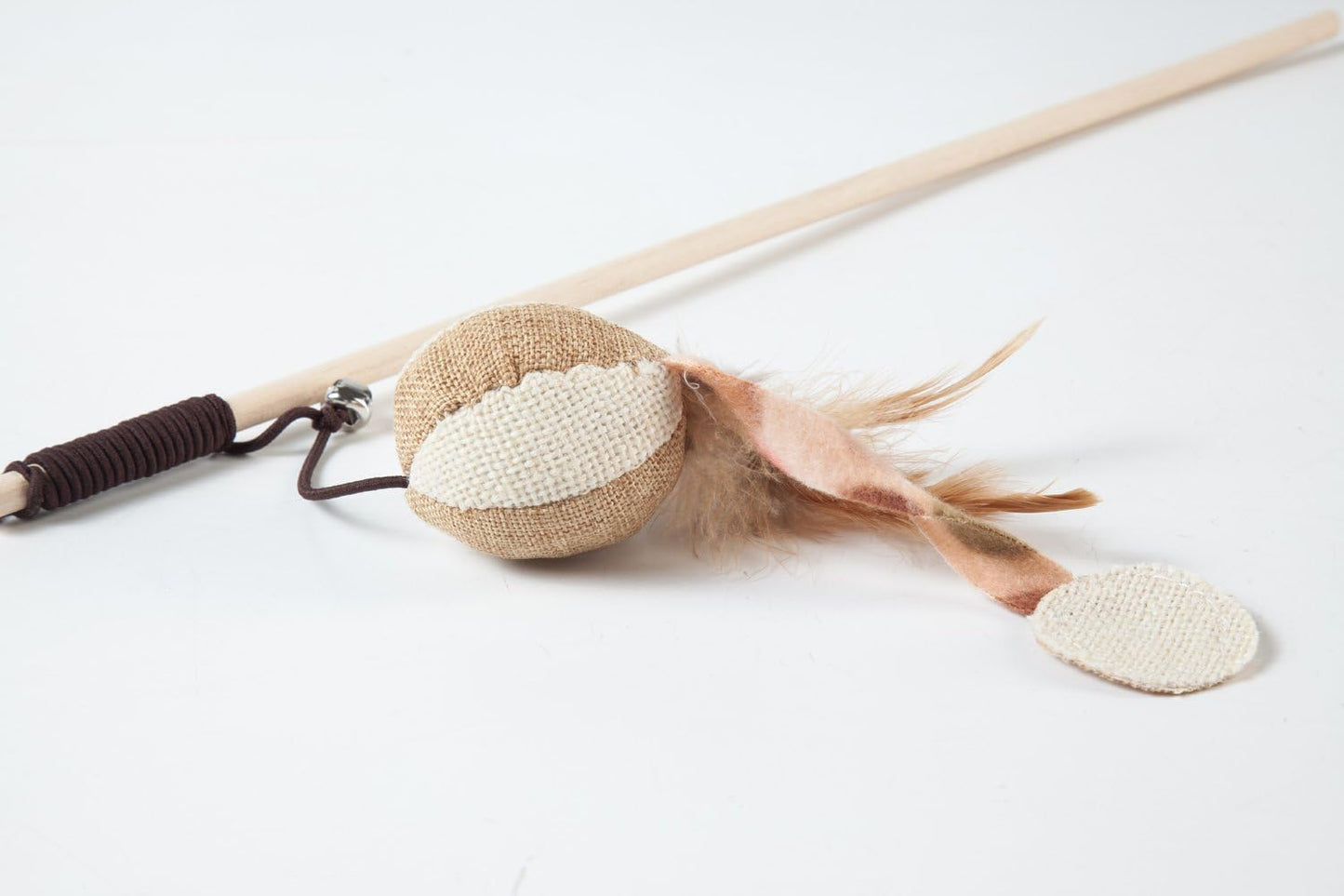 Cat Teaser Cat Kitten Toys Set Natural Sisal Wand Teasers with Mouse, Bell, Feather, Elastic String, and Sturdy Wood Rod