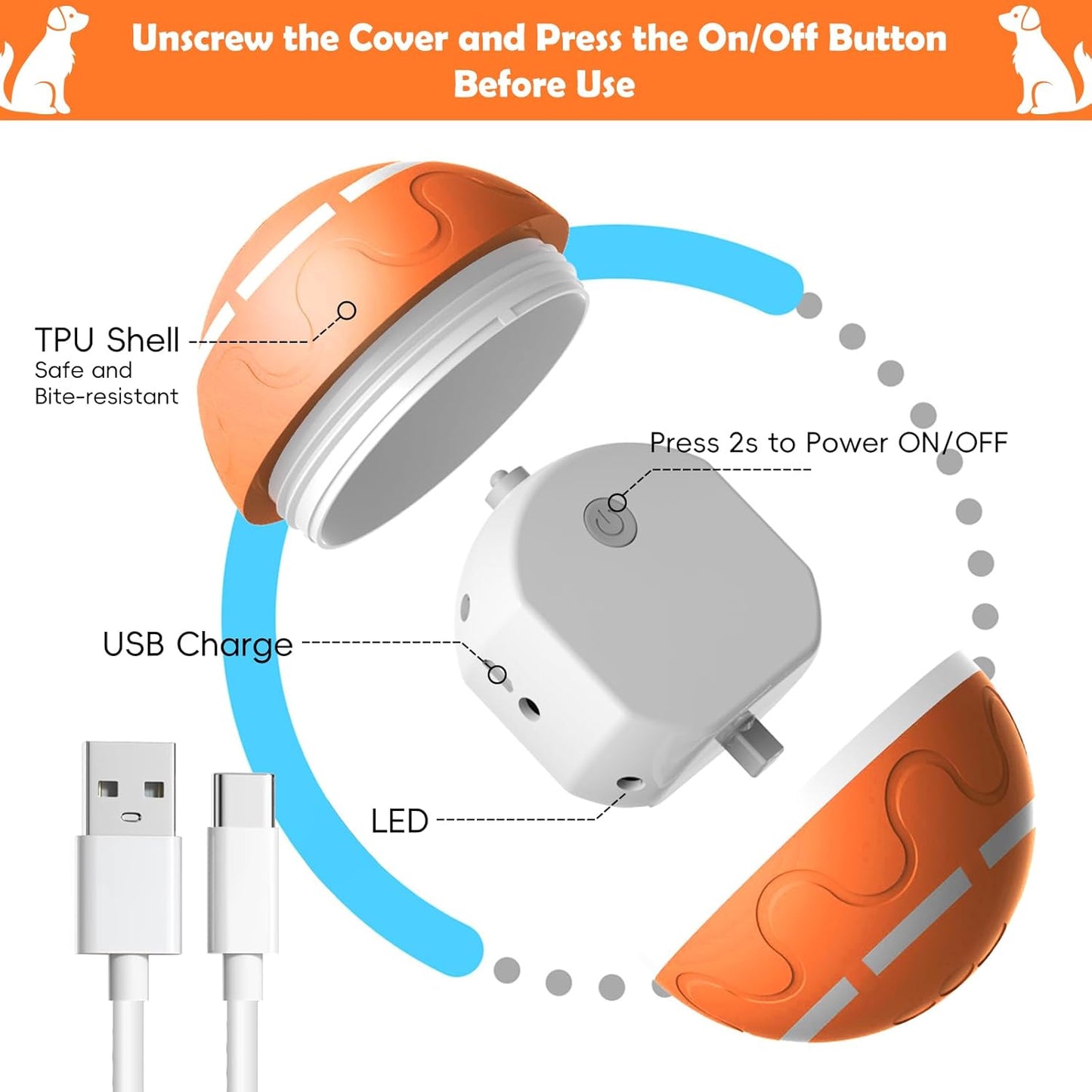 Interactive Dog Toy, Smart Interactive Dog Ball Remote Control, Automatic Moving, Bouncing, Vibrating Pet Toys for Medium Large Dogs, Safe Material, Rechargeable and Waterproof