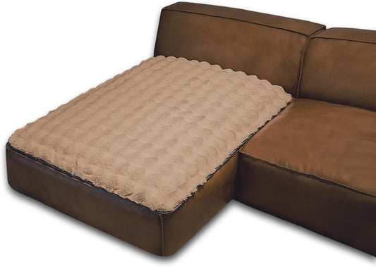 Dogs/Cats Bed Mats, Dog Pad Washable Removable Couch Cover with Anti-Slip Back, Plush Long Fur Mat, Perfect for Small, Medium and Large Dogs.(Light Brown-Bubble, 40"x50")