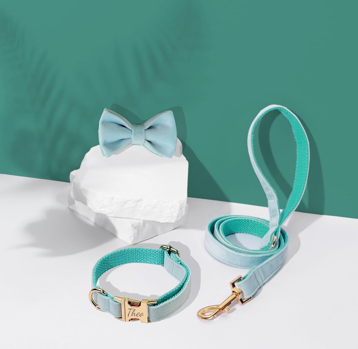 Custom Name Dog Collar, Engraved Personalized Dog Collar with Name on it and Phone Number, Quick Release Gold Metal Buckle, Poop Bag, Harness, Leash Available, Red, Black, Emerald, Pink, Luxury Soft Comfy Velvet Collar (Medium)