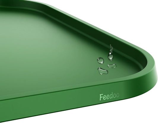 Pet Feeding Mat [Warped Resistant Raised Edge], Water-Proof Silicone Placement for Food Water Bowls, Anti-Slip Base Protect Floor, BPA-Free&Dishwasher-Safe [23.5x13.5inch Large, Green]