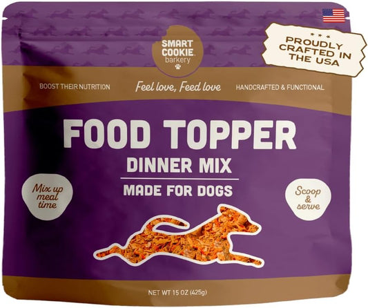 Smart Cookie Natural Dog Food Topper - Dinner - Beef Dog Meal Mixer for All Ages - Food Topper for Picky Eaters and Boosting Nutrition - Non GMO, Made in The USA - 15 oz Bag (30 Day Supply)