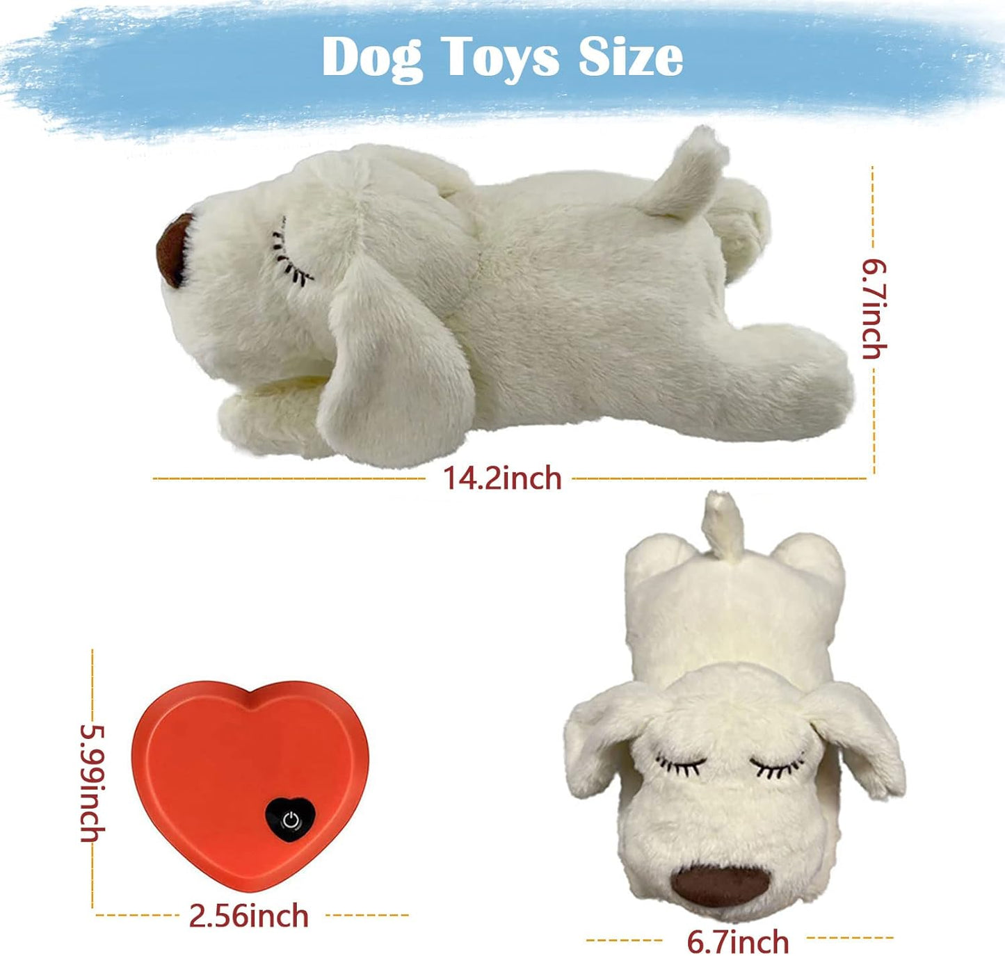 Heartbeat Puppy Toy, Puppy Sleep Aid Toy, Small Dog Training Toys for Separation Anxiety Relief, Pets Plush Toys for Dogs Cats (White)