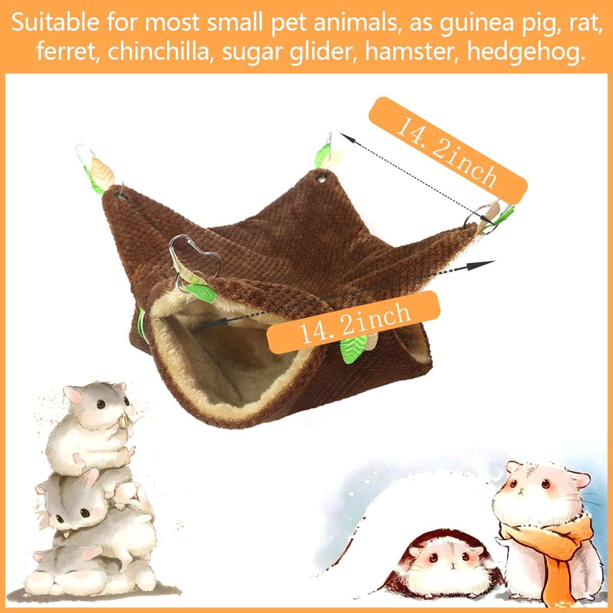 LEFTSTARER Ferret Rat Hammock Bed - Guinea Pig Tunnel Hideout Cage Accessories Toy for Hamster Sugar Glider Chinchilla (3.Bunkbed Hammock)