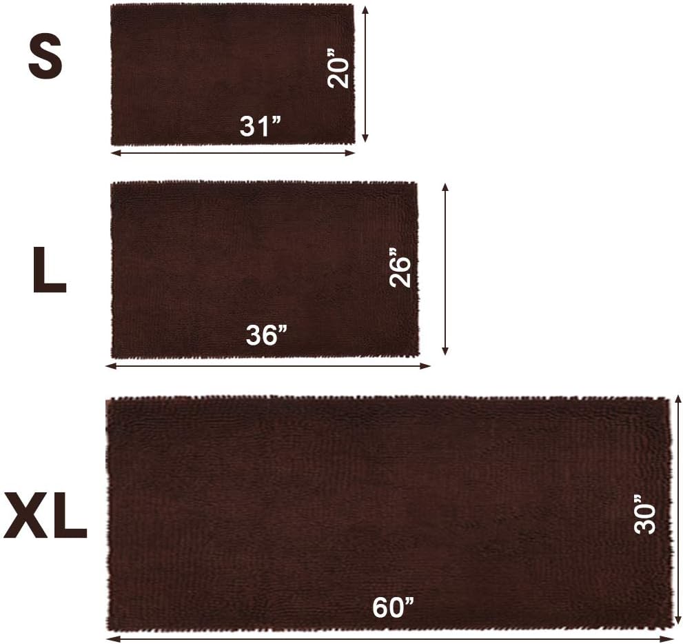 Brown Bathroom Doormat Rugs 20 x 31 Inches Mats Doormat for Entry Home Pet Cat Bed Door Rug Shaggy Chenille Pet Area Rugs Petbed Ultra Soft Water Absorbent Machine Washable Dry (20 x 31 Inches, Brown)