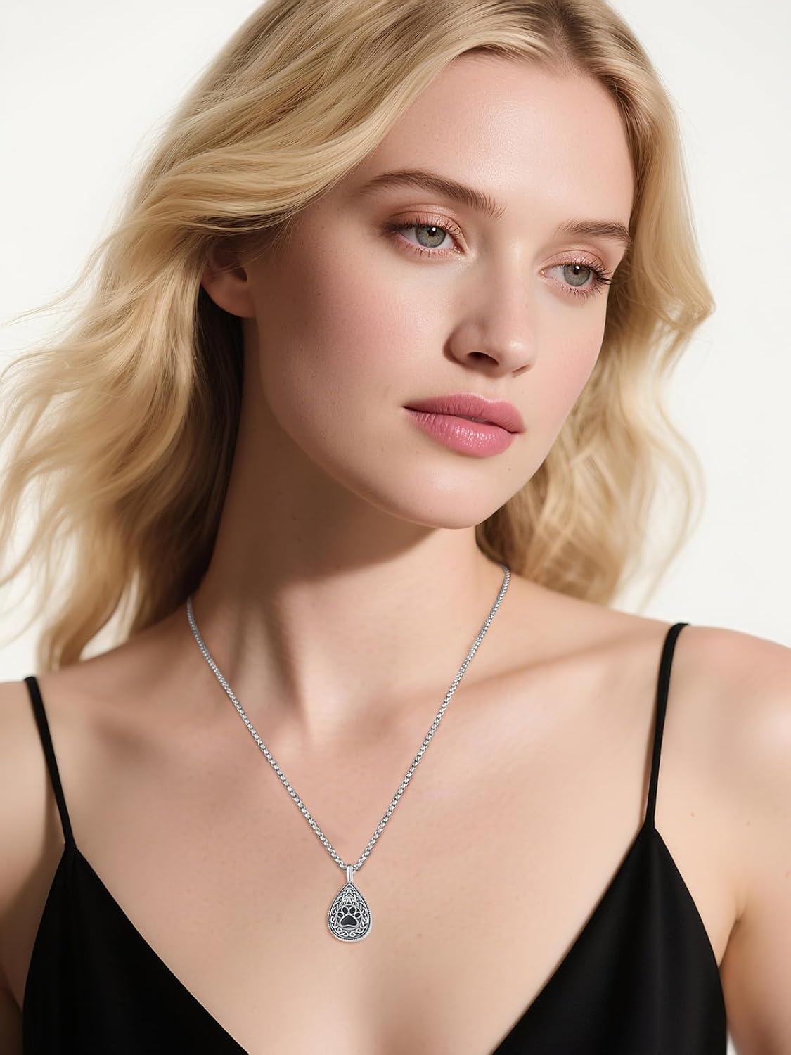 Pet Cremation Urn Necklace for Dog Cat Ashes 925 Sterling Silver Paw Print Keepsake Pendant Celtic Knot Memorial Jewelry for Women Men