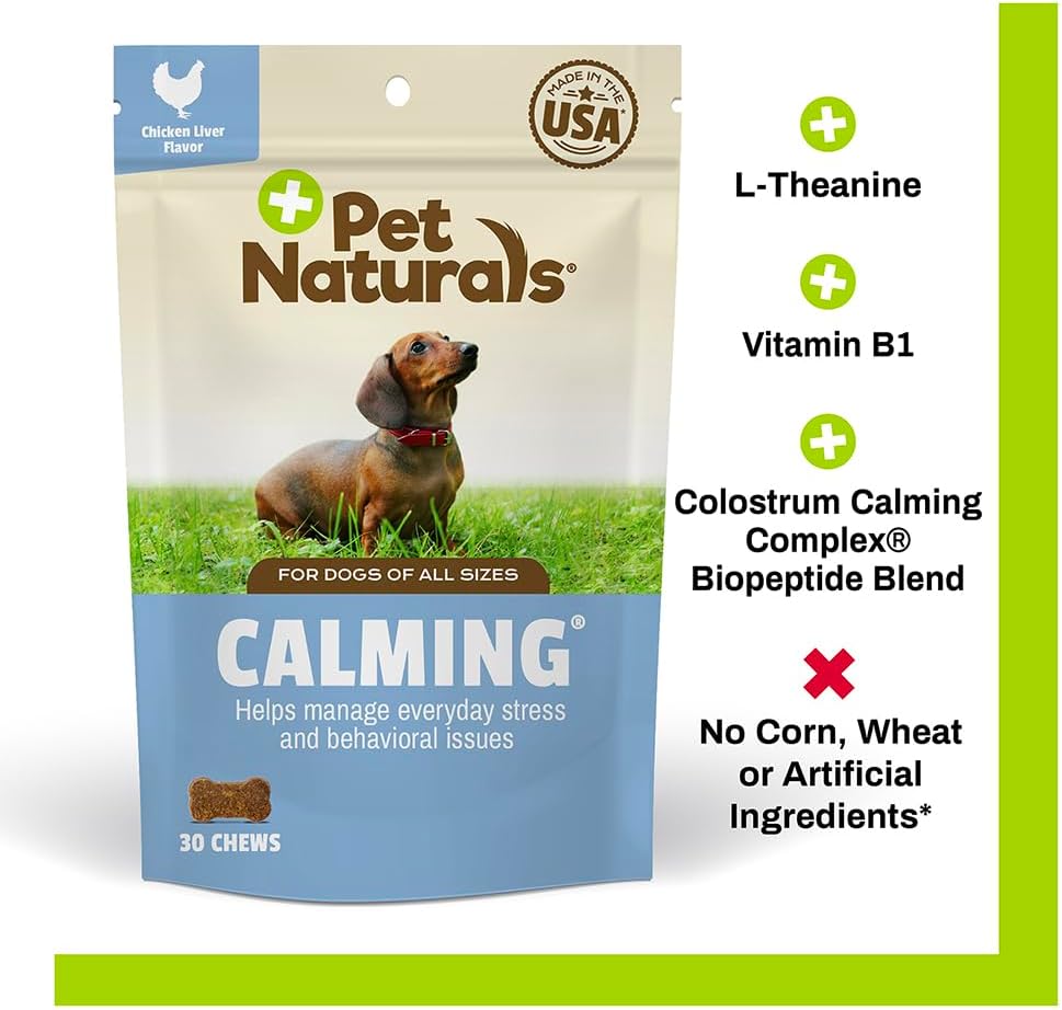 Pet Naturals Calming for Dogs, 30 Chews - Naturally Sourced Stress and Anxiety Calming Ingredients for Behavior Support - Vet Recommended