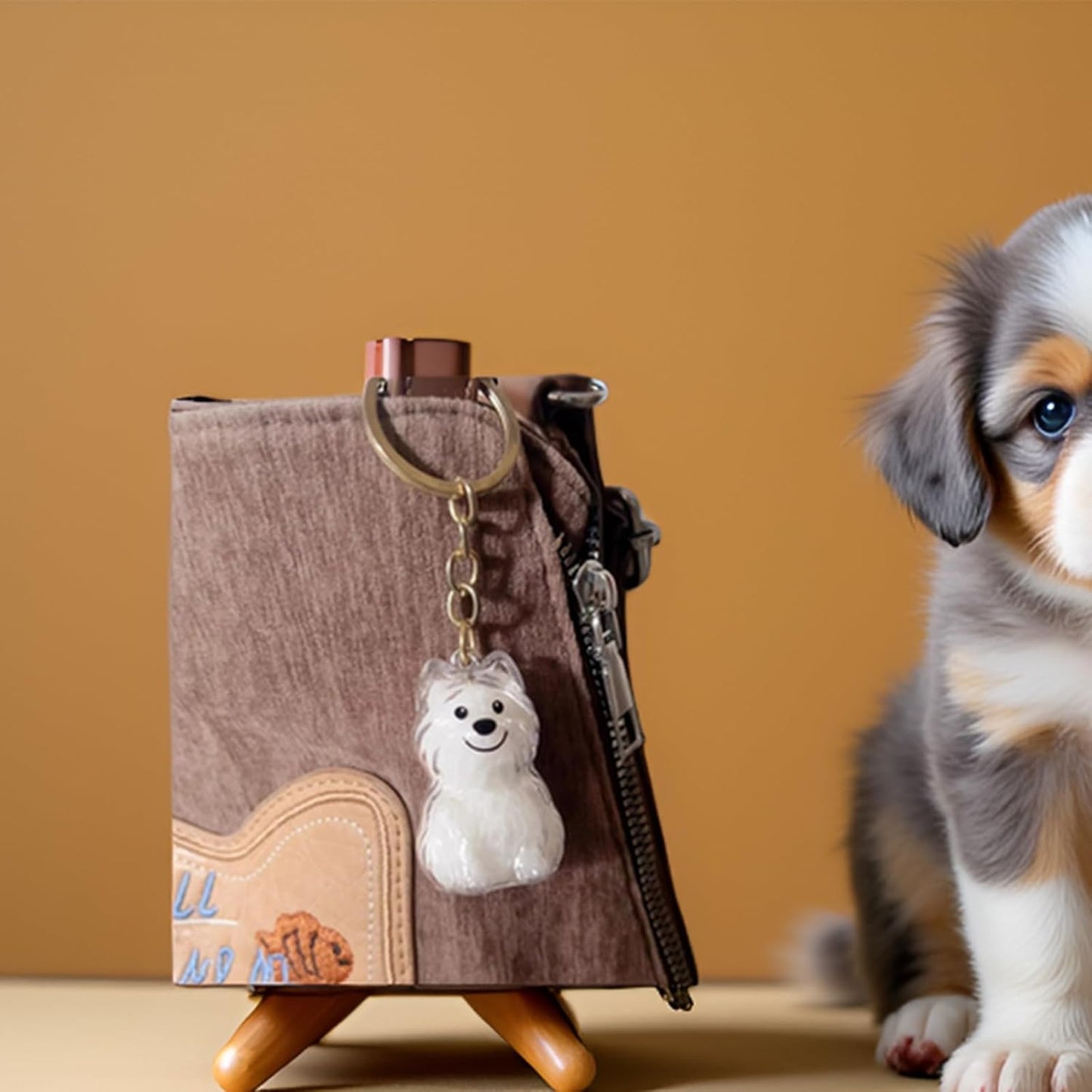 2 Pcs Dog Hair Keychain, Cute Dog Fur Keepsake Storage Bottle, Memorial Bottle Memory Jars for Pet Hair