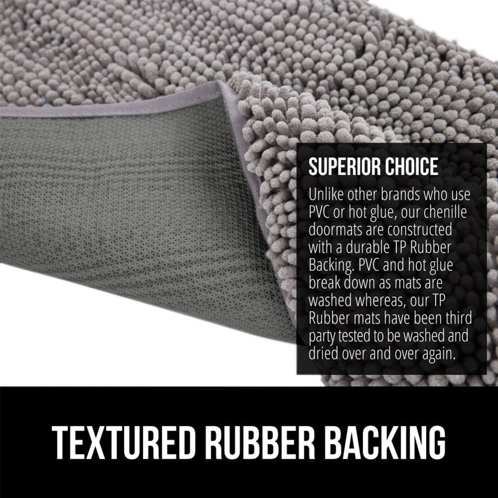 GORILLA GRIP Dog Doormat, Absorbent Doormats for Muddy Dogs Paws, 36x24 Machine Washable Soakstopper Rugs, Cleaner Floors, US Designed Pet Bed Door Mat, Indoor Entrance Pets Rug, Gray