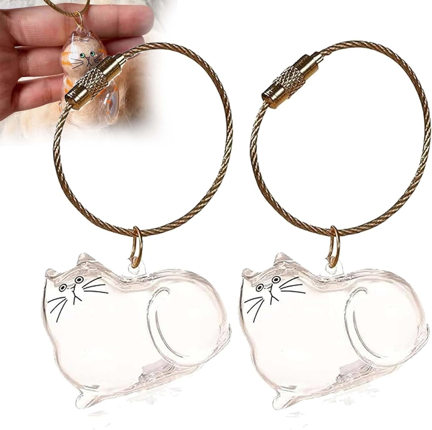 Cat Hair Holder Keychain,Cat Hair Memorial Keyring,Cats keychain Hair Storage Bottle,Transparent Cats Hairs Pendants
