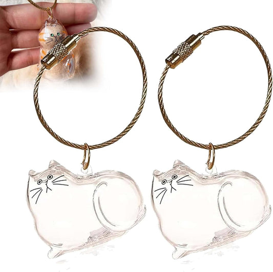 Cat Hair Holder Keychain,Cat Hair Memorial Keyring,Cats keychain Hair Storage Bottle,Transparent Cats Hairs Pendants