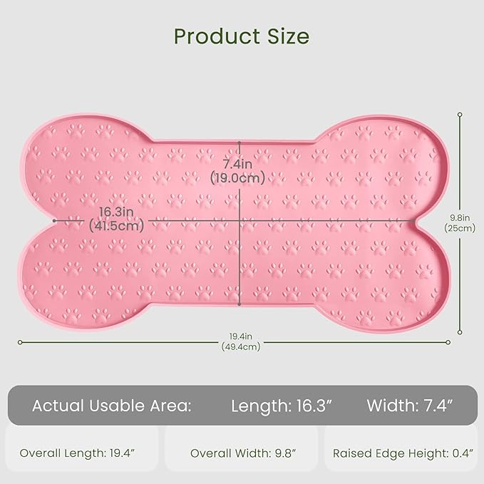 Dog Food Mat Anti-Slip Silicone Dog Bowl Mat Thicker Pet Placemat Waterproof Cat Feeder Pad with Raised Edge Puppy Kitten Feeding Mats Suitable Small Medium-Sized Dogs Cats Eating Tray