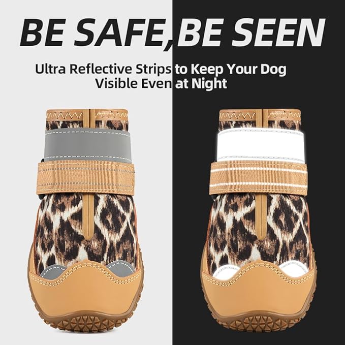 Dog Shoes for Small Dogs, Dog Boots & Paw Protectors for Hardwood Floors, Outdoor Dog Booties for Hot Pavement Winter Snow Hiking, Waterproof Dog Shoes with Reflective Strips Size 2