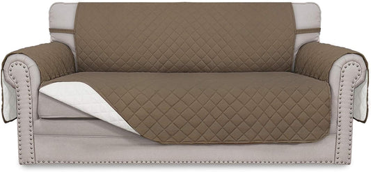 Easy-Going Sofa Slipcover Reversible Loveseat Sofa Cover Couch Cover for 2 Cushion Couch Furniture Protector with Elastic Straps for Pets Kids Dog Cat (Oversized Loveseat, Camel/Ivory)