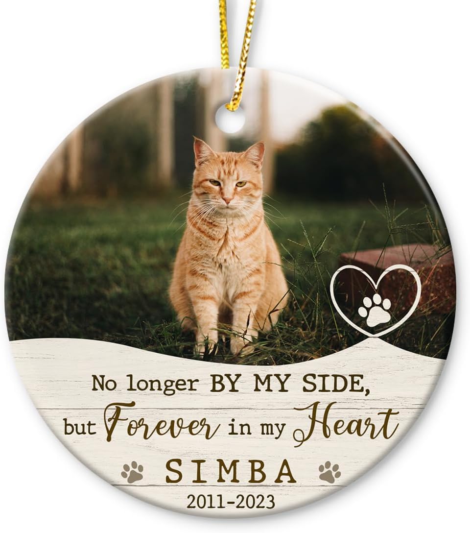 Personalized Cat Memorial Ornament, Cat Memory Gifts for Loss, Remembrance Pet, Pet Memorial Gifts, Dog Sympathy Gift, Ceramic Keepsake to Hang on Christmas Tree