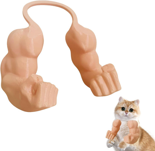 Creative Cat Muscle Arms,3D Printed Cat's Neck Arm with Muscle,Funny Pet Props Hanging Arm for Kitten Birthday Party Supplies,Funny Halloween Costume Prop Adjustable Lightweight Design (Beige)