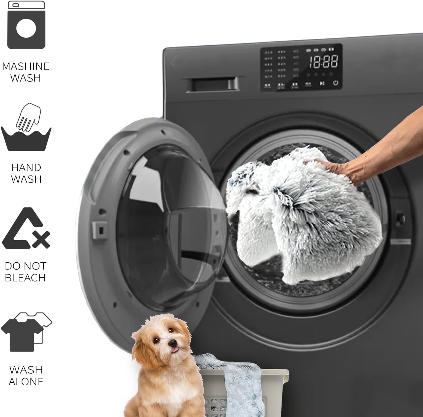 Dogs/Cats Bed Mats, Dog Pad Washable Removable Couch Cover with Anti-Slip Back, Plush Long Fur Mat, Perfect for Small, Medium and Large Dogs.(Light Gray, 30"x53")