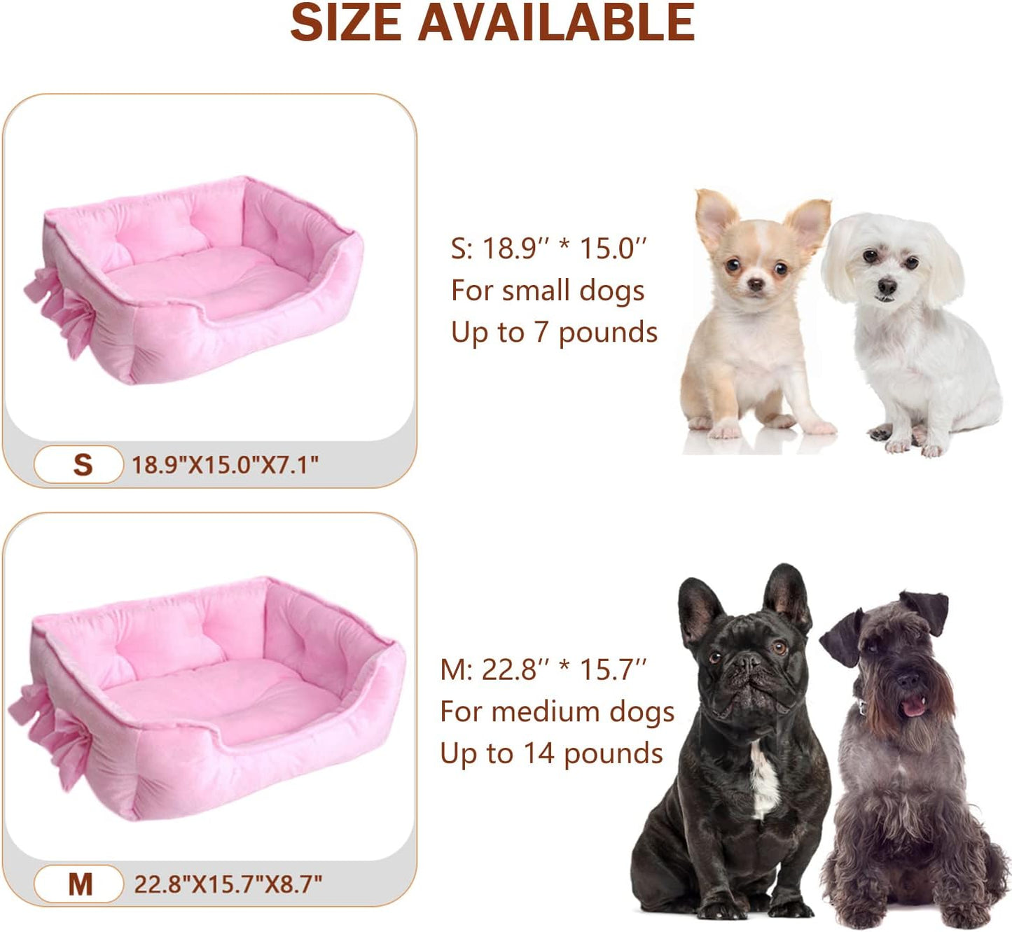 pawstrip Cute Princess Dog Bed Pink Puppy Bed for Small Dogs Breathable Cat Couch Bowknot Pet Cushion Comfortable Kitten Nest Girl Doggy Sofa, Waterproof Bottom (Pink)