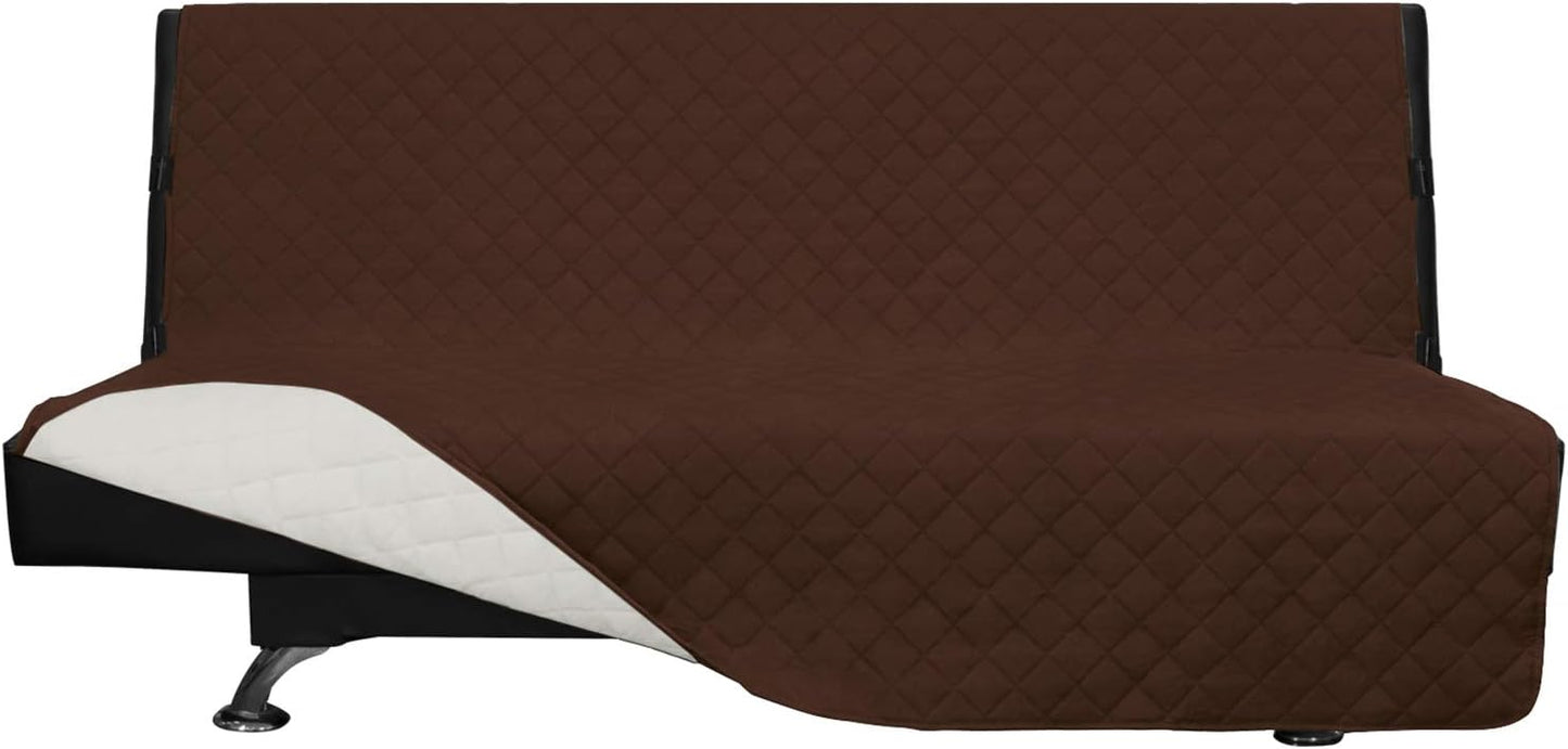 Easy-Going Futon Sofa Slipcover Reversible Sofa Cover Armless Couch Cover Water Resistant Pets, Kids, Children, Dog, Cat (Coffee/Ivory)