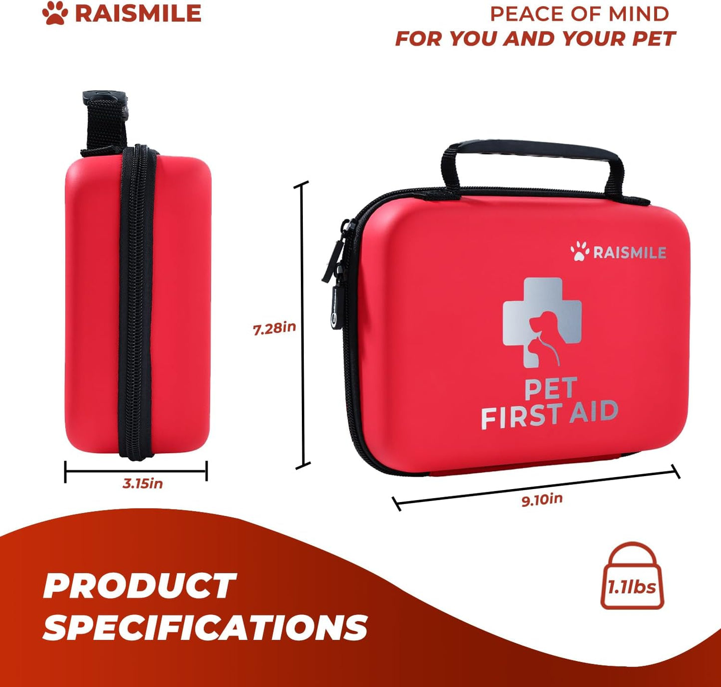Dog First Aid Kit, Pet First Aid Supplies for Treat Dogs & Cats in an Emergency, Ideal for Use at Home, Outdoors, Traveling