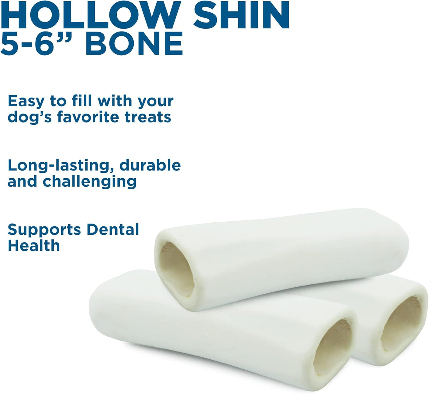 Best Bully Sticks 5-6 Inch Hollow Shin Bones for Dogs - 5 Count (Pack of 1) - Easily Digestible, Long-Lasting, Refillable Treat