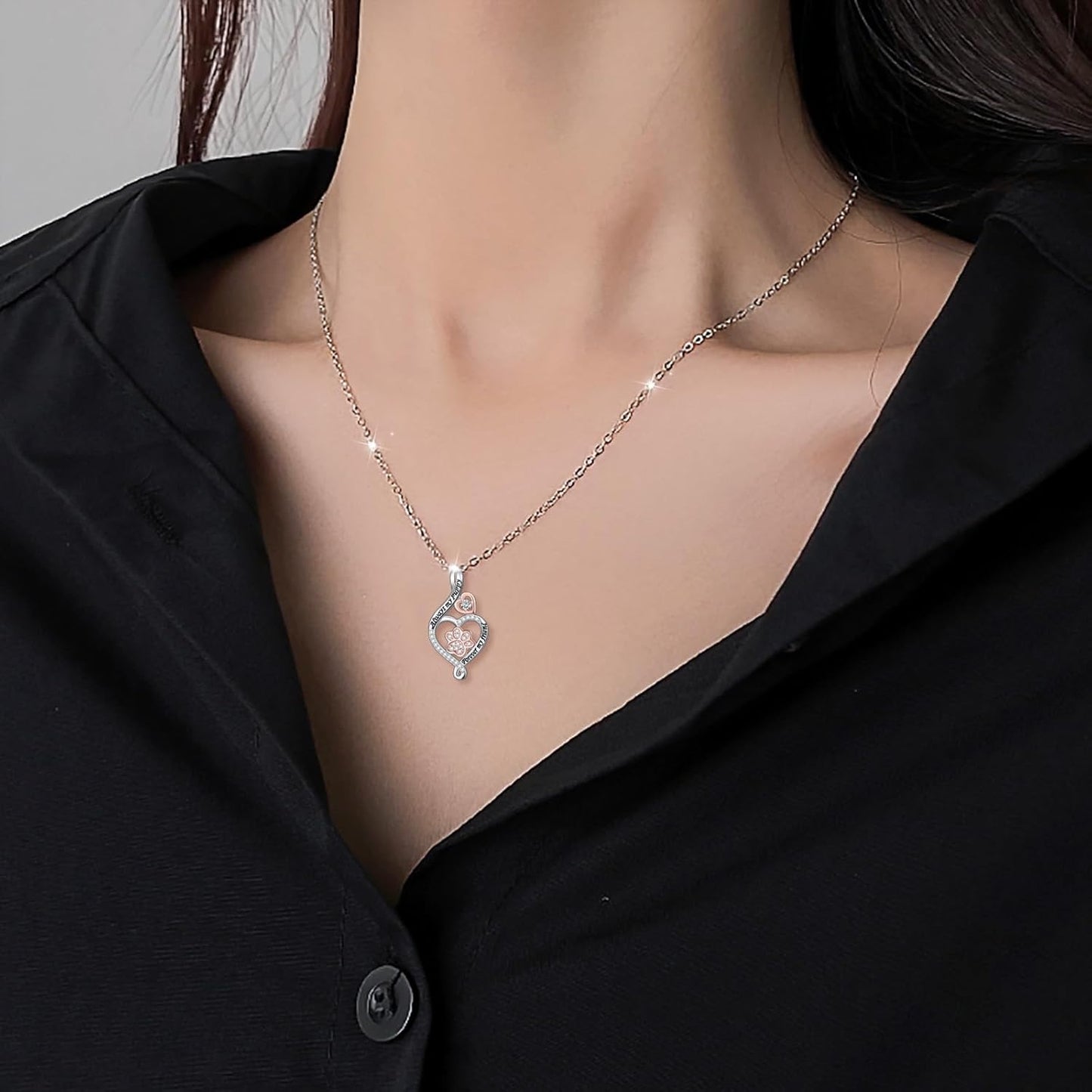 DAOCHONG 925 Sterling Silver Pet Urn Necklace Paw Print Memorial Ash Jewelry with Filling Kit