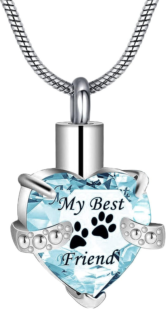 Cremation Jewelry for Ashes for Dog Cat Waterproof Pet Memorial Urn Pendant Necklace for Ashes