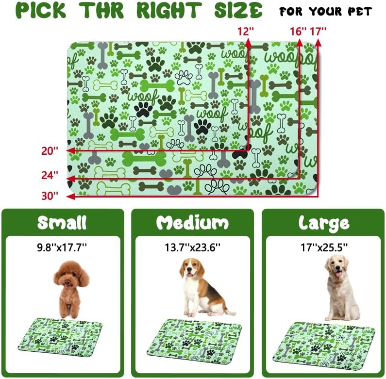 Dog Food Mats for Floors Waterproof, Pet Water Bowl Mats Pet Feeding Absorbent Placemats Green 12 * 20 inch