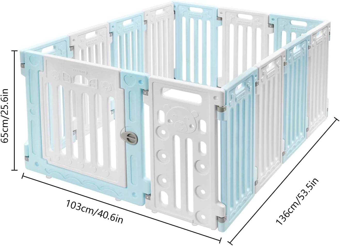 Dog Playpen with Door, 12 Panels Pet Safety Fence Foldable Puppy Pen Indoor Dog Fence, Plastics Enclosure Dog Pen Indoor for Small Dogs and Cats, Easy Assemble (Blue)