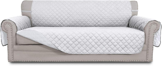 Easy-Going Reversible Couch Cover for 3 Cushion Couch Sofa Cover for Dogs Water Resistant Furniture Protector Cover with Foam Sticks Elastic Straps for Pet Cat (Sofa, White/White)