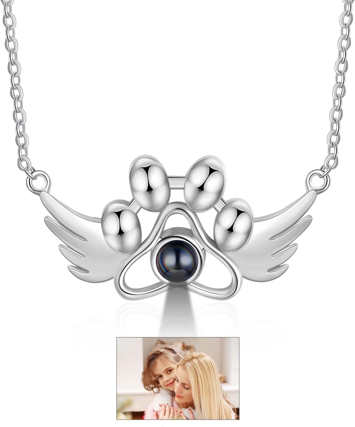 Customized Paw Print Necklace Personalized Pet Name Necklace Custom Engraved Dog Cat Paw Pendant Necklace Pet Memorial Gift for Pet Lovers