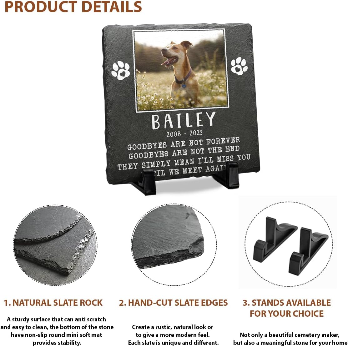 Personalized Pet Memorial Stones for Dogs, Cats - Square Shaped Dog Memorial Gifts for Loss of Dog Sympathy Gift - Dog Bereavement Gifts for Loss of Pet - Grave Decorations for Cemetery