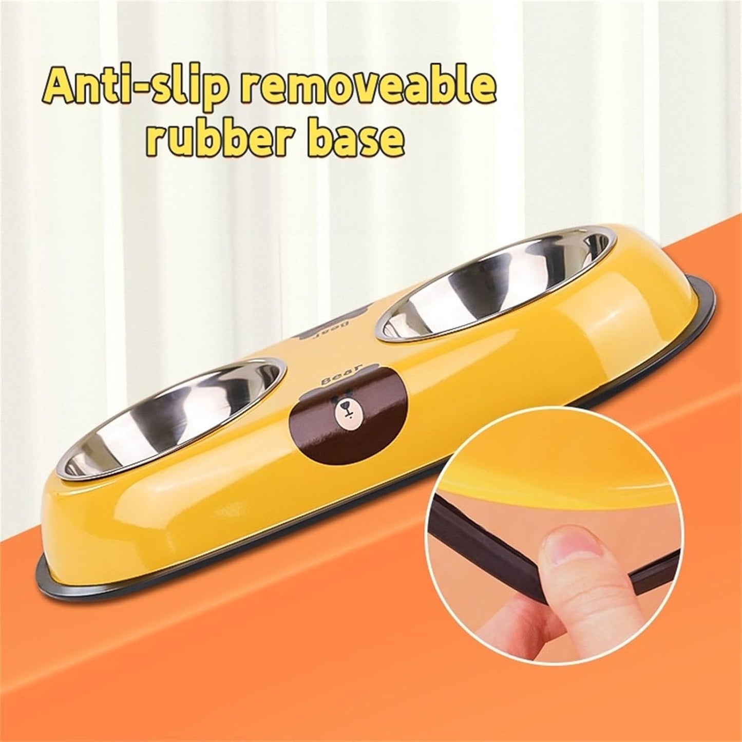 Stainless Steel Dog Bowl - Pet Double Bowls Set with Non-Slip Base for Food and Water Pet Puppy Cats Dishes for Small and Large（Small）