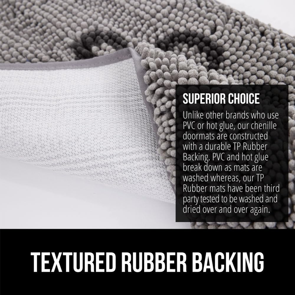 GORILLA GRIP Dog Doormat, Absorbent Doormats for Muddy Dogs Paws, 35x24 Machine Washable Soakstopper Rugs, Cleaner Floors, US Designed Pet Bed Door Mat, Indoor Entrance Pets Rug, Paw Gray