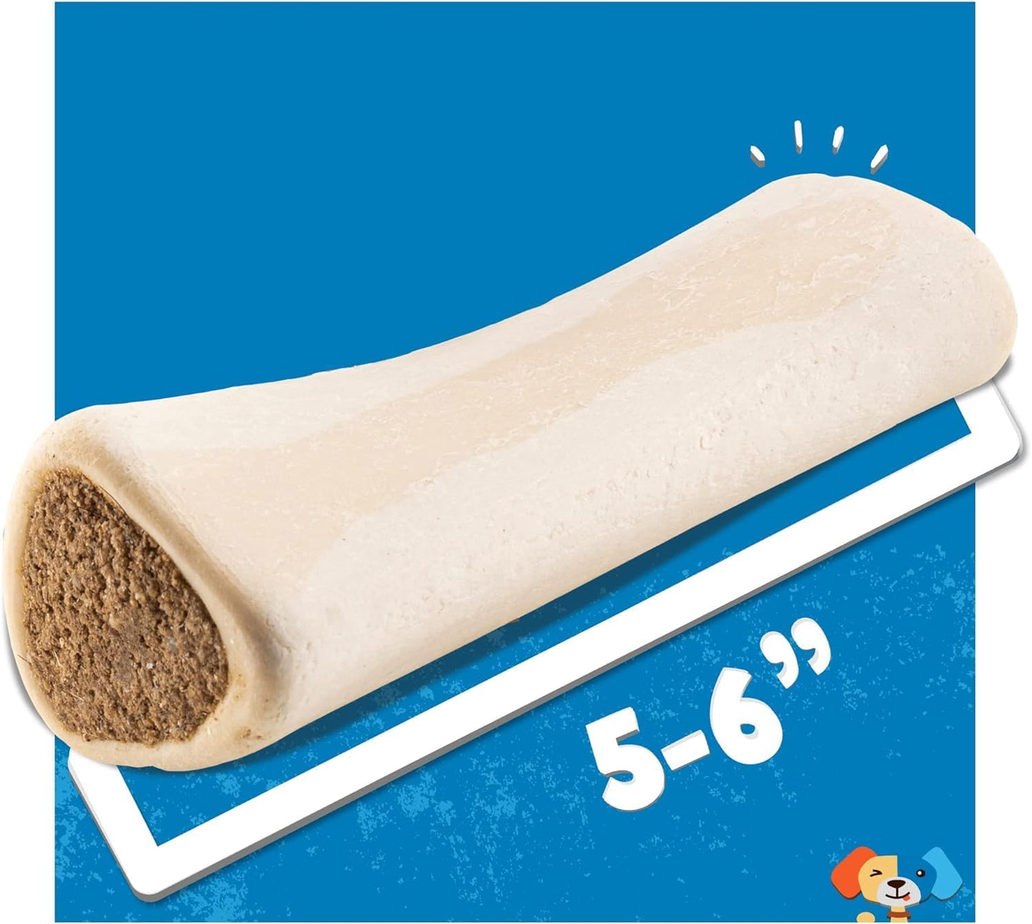 Jack&Pup 5-6" Filled Dog Bones for Large Dogs, Flavored Dog Bone Long Lasting, Stuffed Shin Bones for Dogs, High Protein, Bacon and Cheese Flavor - 1 Pack