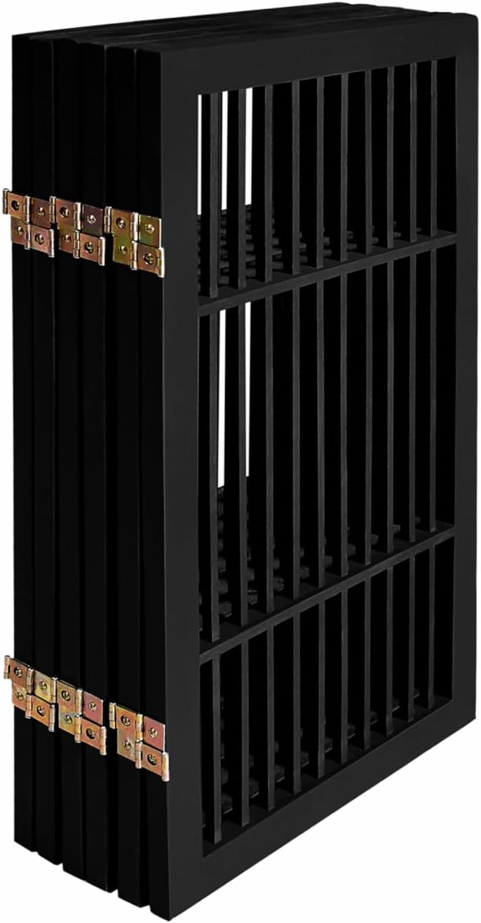 Pet Dog Gate Strong and Durable Freestanding Folding Acacia Hardwood Portable Wooden Fence Indoors or Outdoors by Urnporium (Black Pet Gate, 6 Panel 30" Tall)