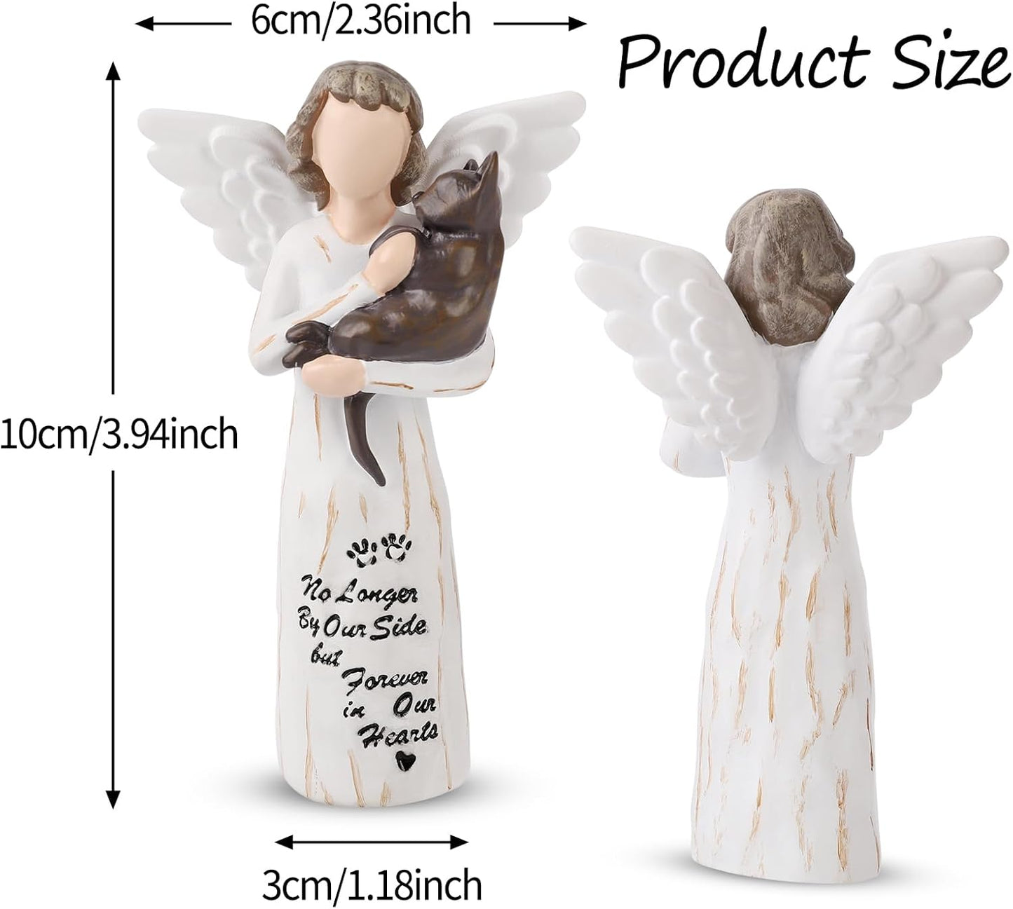 Cat Memorial Gifts for Loss of Cat, Pet Cat Remembrance Gifts, Hand-Painted Collectible Cat Angel Figurine Statue for Cat Lovers in Memory of Their Beloved Cat (Brown Cat, S-Size)