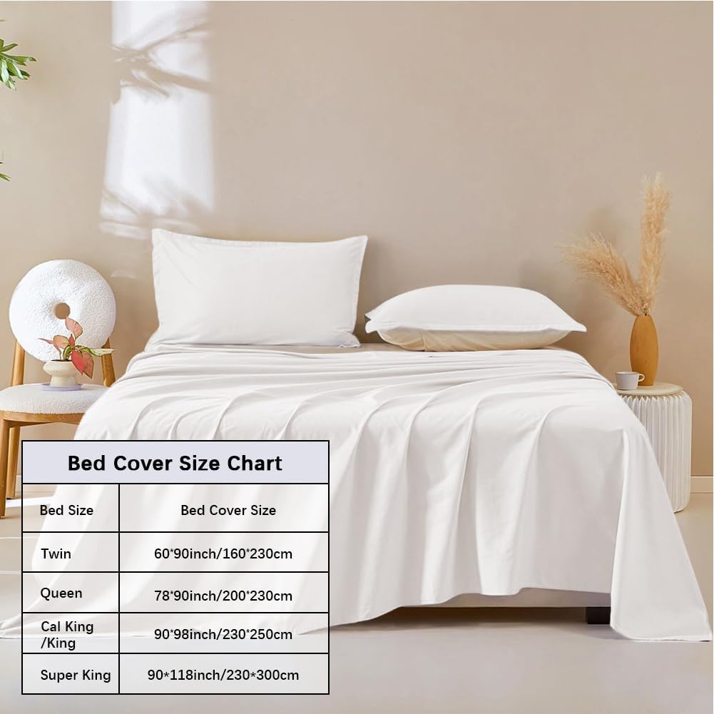 DUJUIKE Waterproof Bed Cover for Dog and Cats,Pet Hair Resistant Bed Sheet Cover, Protective Bed Liner Cover with 100% Waterproof Breathable Thin Fabric (Cal King/King 98 * 90 inch, White)