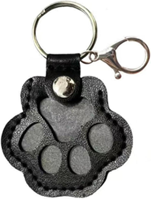 Dog Fur Storage Keychain,Cat Paw Shaped Leather Keychain For Collecting Cat And Dog Hair,Pet Memorial Gifts for Bag Purse Paw Charm Key Holder（1Pcs,Black）