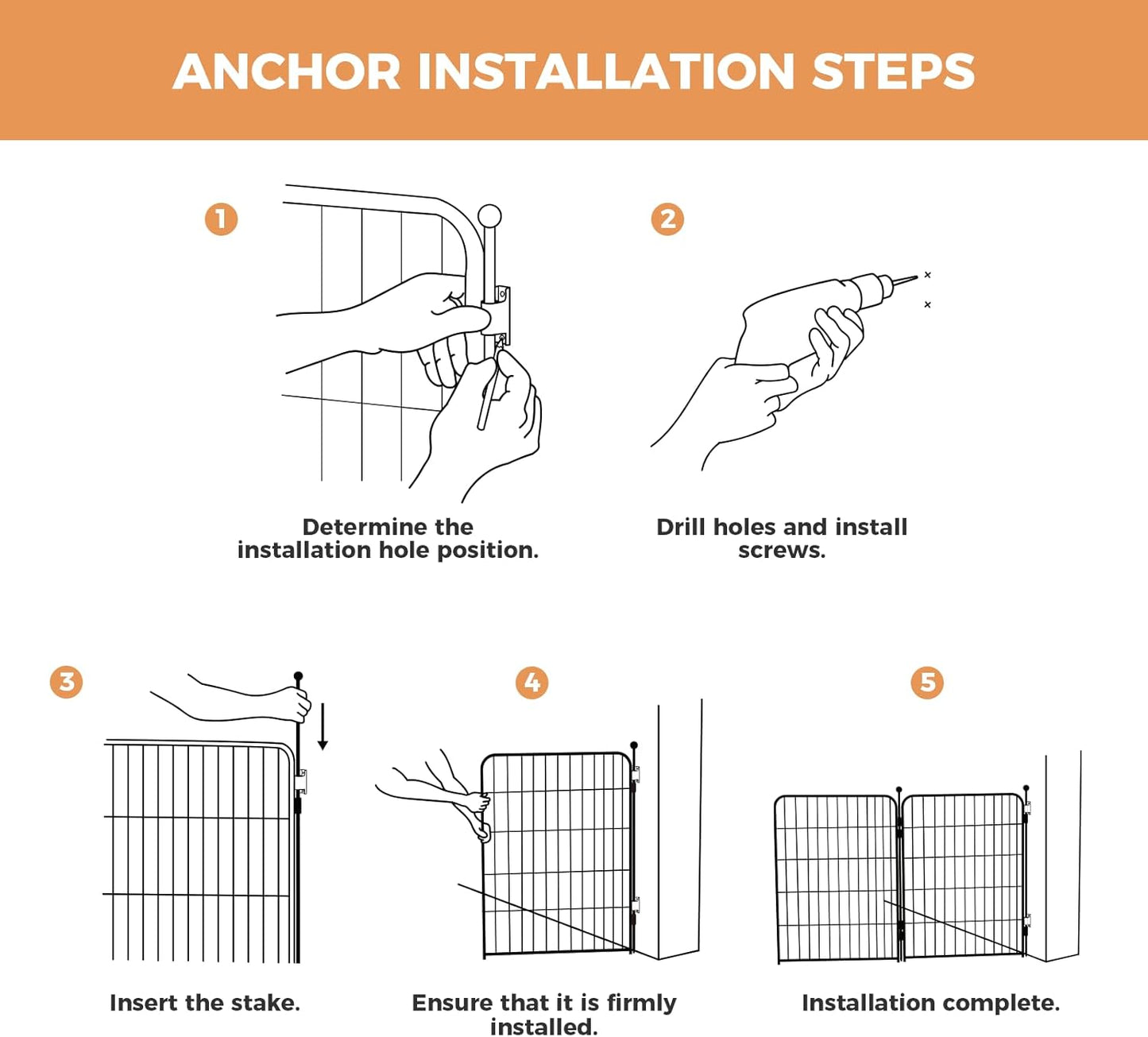 FXW Dog Gate Extra Wide Designed for Indoor Use, Adjustable Width Up to 165-inch Wide (40" H 6 Wire Panels for Medium and Large Dogs), White