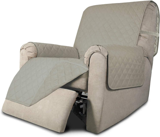 Easy-Going Recliner Chair Slipcover Reversible Sofa Cover Water Resistant Couch Cover Furniture Protector with Elastic Straps for Pets Dog (Recliner, Beige/Beige)